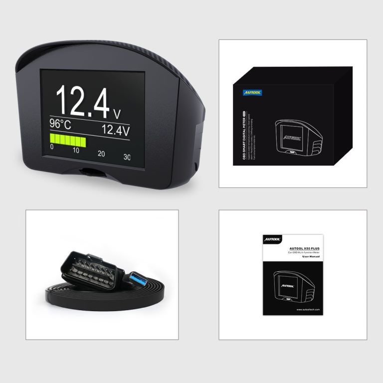 AUTOOL X50PLUS OBD instrumento multifuncional termómetro de agua velocidad voltaje consumo combustible cabeza del coche