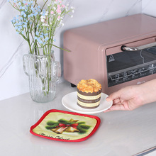 家用微波炉烤箱烘焙蛋糕圣诞系列防烫垫单片水果印花隔热垫水杯垫