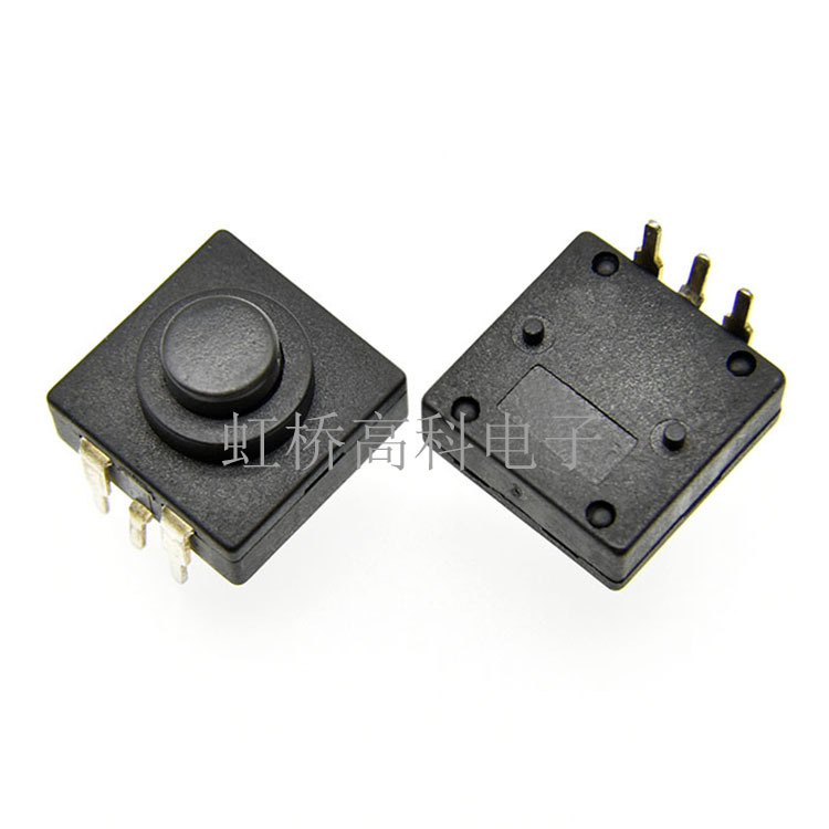 CB1212-213YB超薄手电筒按钮开关1212边3脚二开一关12*12侧边弯脚