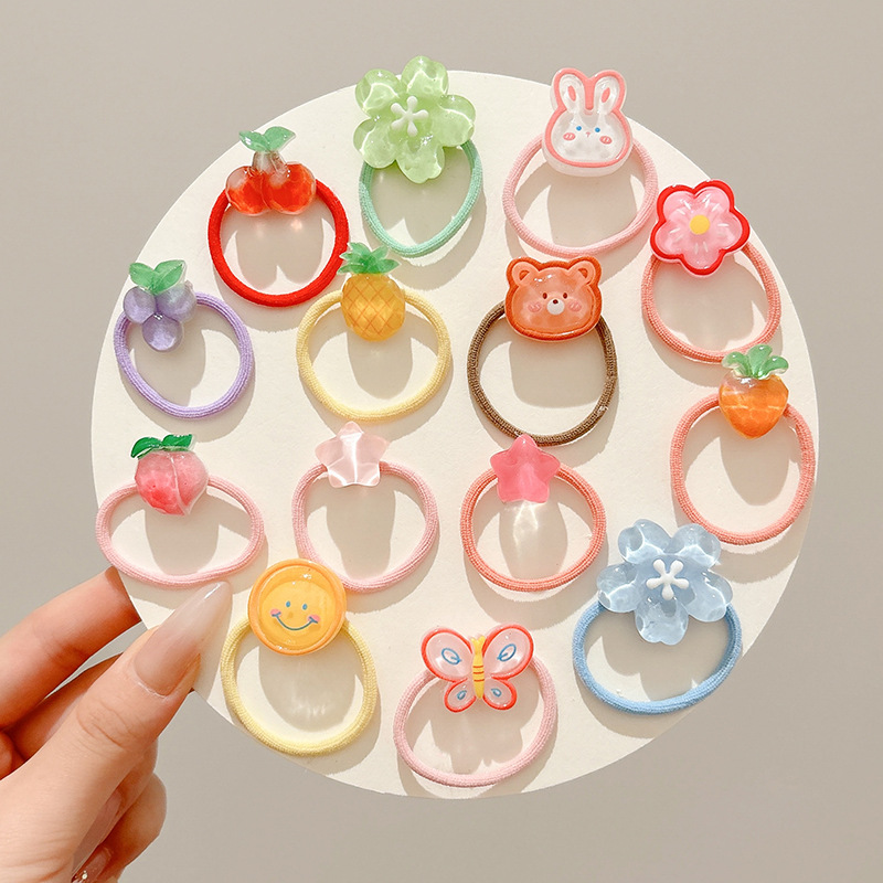 Las niñas atan el cabello, las bandas elásticas no dañan el cabello, la cuerda para la cabeza, los niños, los lindos anillos para el cabello de cristal de dibujos animados, 2025 nuevos accesorios para el cabello de las niñas