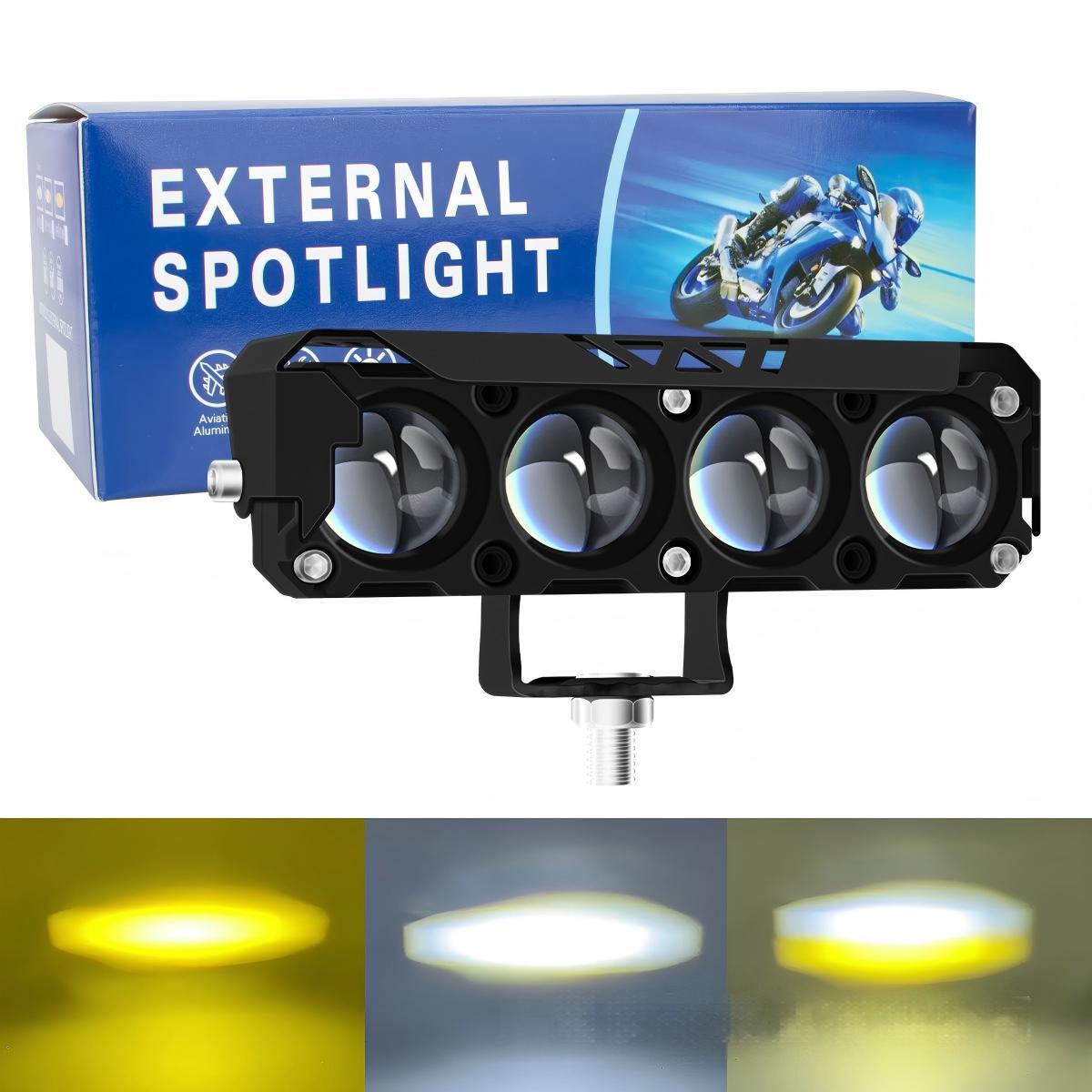 Transfronterizos para motocicletas eléctricas LED faro de pavimentación amarillo y blanco de doble color faro de luz alta y baja semialuminio image 7