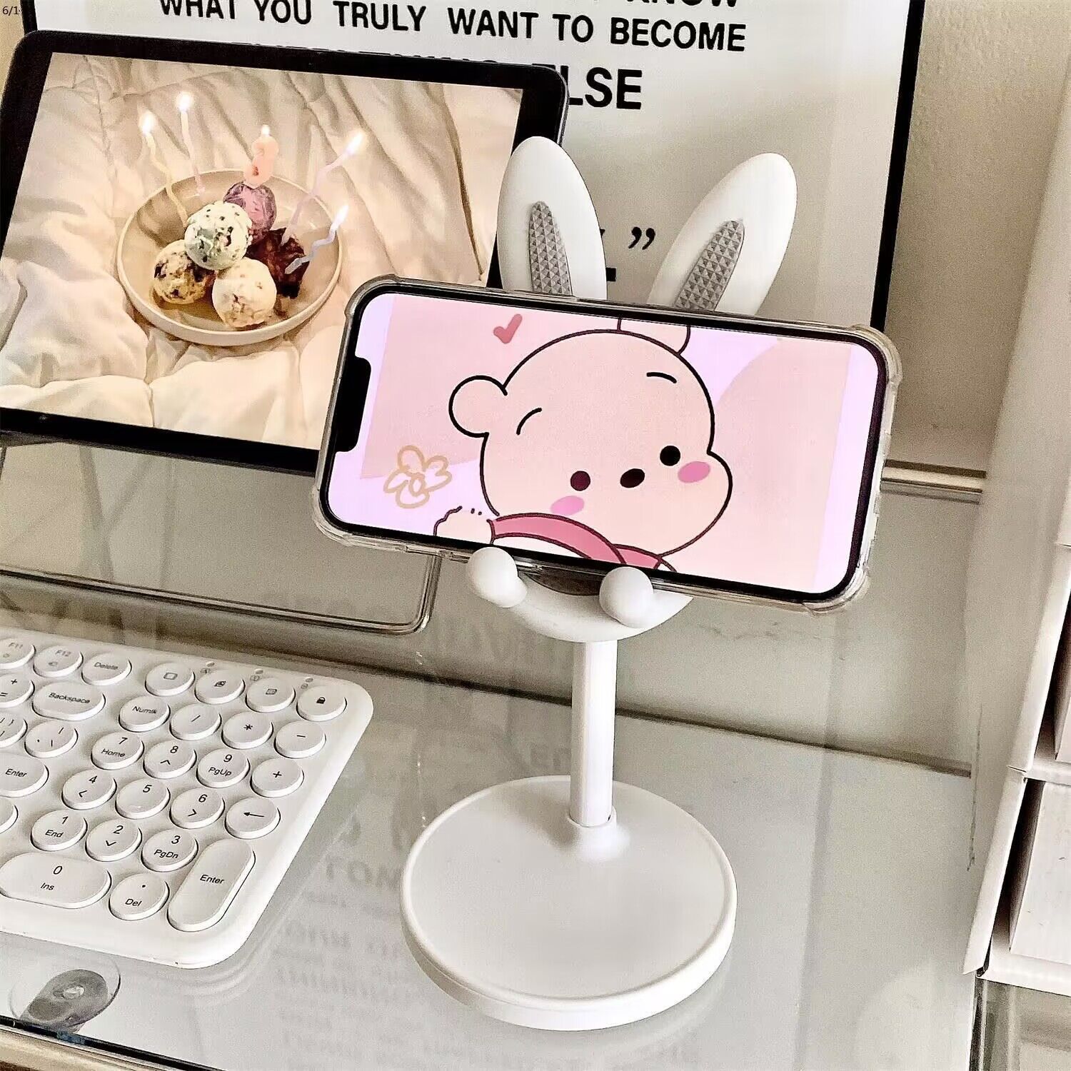 Little Rabbit Phone Stand Ins Adjustable Height Student Desktop Selfie Live Support Stand Lazy Holder