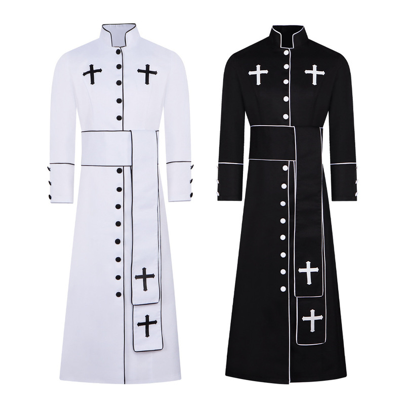 Medieval Church Solid Color Priest Costume Cosplay Priest Robe Cosplay Halloween Stage Performance Medieval Church Solid Color Priest Costume Cosplay Priest Robe Cosplay Halloween Stage Performance