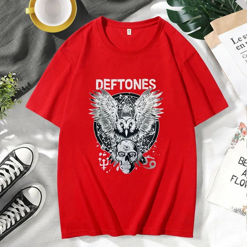 Мужская мерч Deftones Chino Moreno с ромбовой печатью, женская футболка базовая, овальный вырез, черная