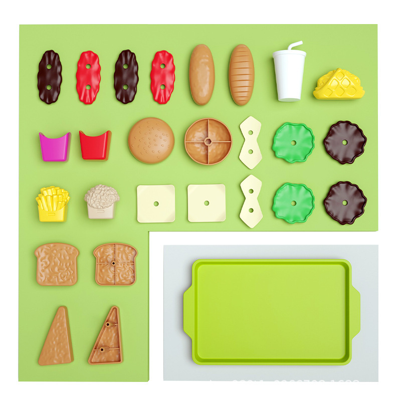 Children's Play Hamburger Fries suit Boys and Girls Mini Simulation Food Model Educational Assembled Stall Toys