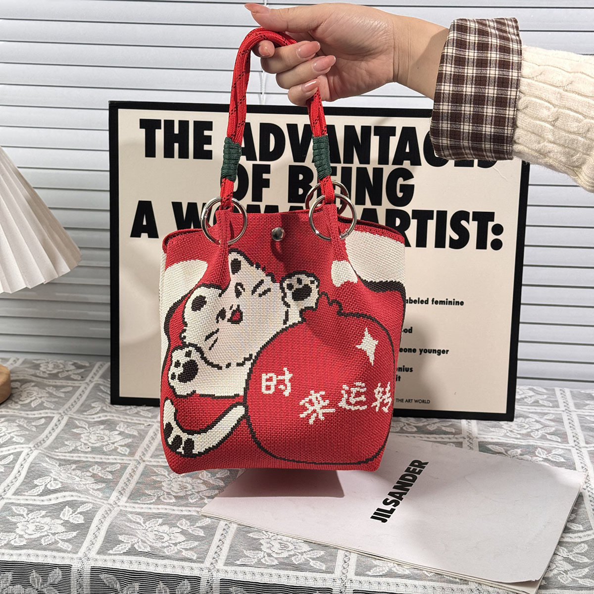 ニットハンドバッグ、ニッチデザインバケットバッグ、トートバッグ、ハンドバッグ、カジュアルで多用途なショルダーバッグ、ニットポータブルバッグ