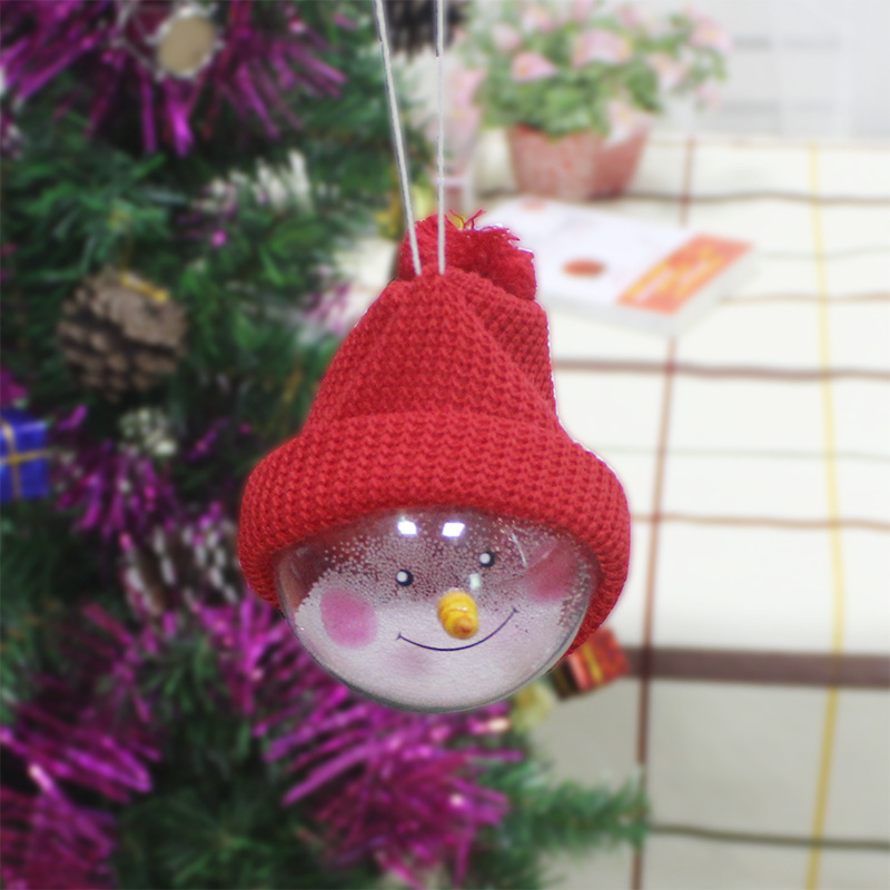 Christmas Decorations Christmas Snowman Children's Toy Plastic Christmas Ball Christmas Pendant Gift One Piece Ribbon