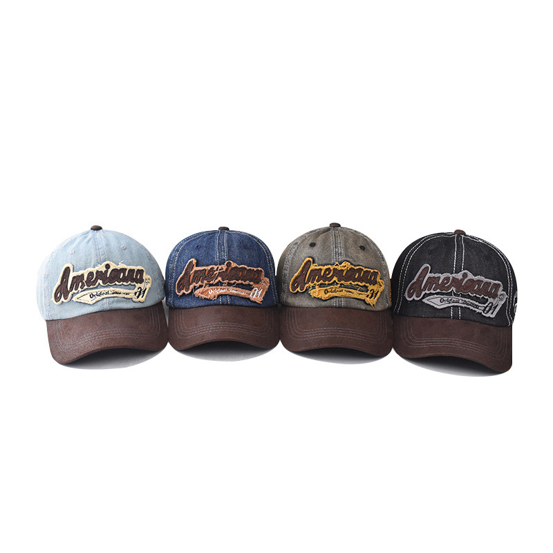 Nuevo cross-border hombre y mujer lavado con agua vaqueros America sombrero de béisbol frotado super buena sensación de alta calidad gorra de boca de pato