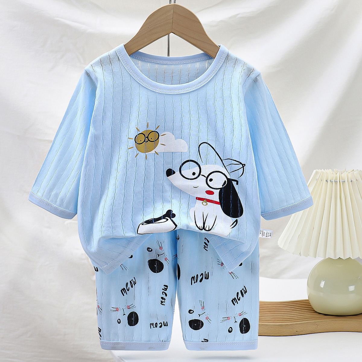 Set de ropa de hogar infantil algodón de verano pijama de niño de verano siete mangas de dos piezas de ropa de aire acondicionado de niñas ropa infantil image 2