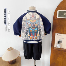 风之谷2025秋季新款童装儿童韩版撞色机甲印花棒球服男童帅气外套