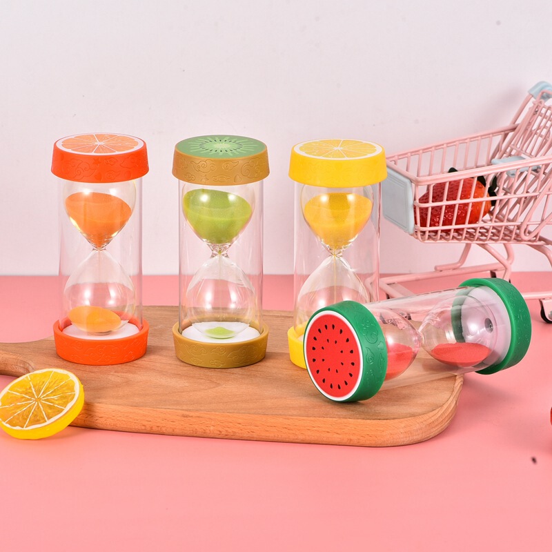 Plastic Fruit Hourglass Timer, Anti-Drop, Time Range 10-30-60Min, Sand Timer Decoration, Hourglass for Students