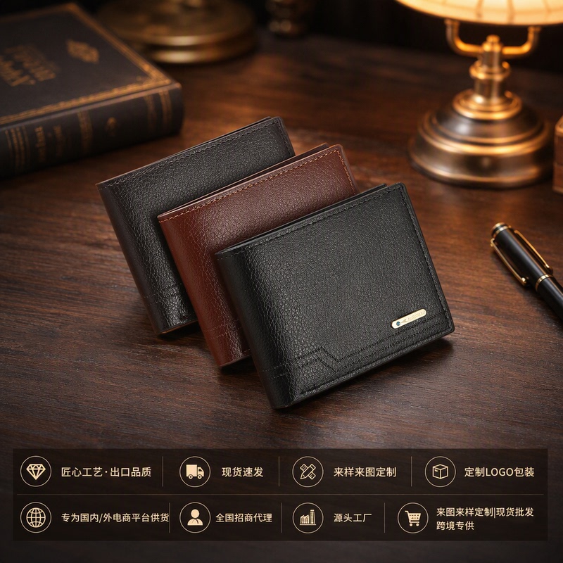 New Men's Wallet Men's Short Wallet Fashion Casual Litchi Pattern Soft Wallet Multi-Card Large Capacity Small Wallet New Men's Wallet Men's Short Wallet Fashion Casual Litchi Pattern Soft Wallet Multi-Card Large Capacity Small Wallet