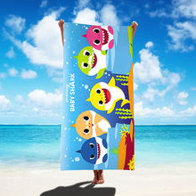 儿童成人可爱小鲨鱼涤纶游泳巾 沙滩巾吸水毛巾 超细纤维卡通浴巾