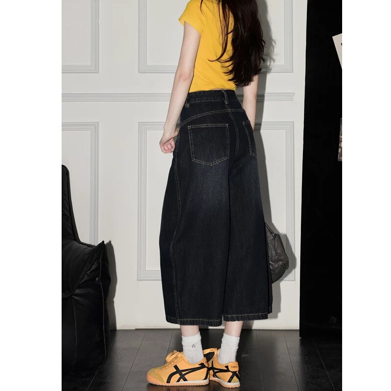 American-style plus-size loose denim cropped pants for women, 2026 new summer thin curved cut shorts for petite women