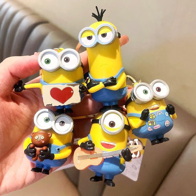 Cartoon Funny Bob Kevin Stewart Minions Pendant Keychain Bag Pendant Doll Machine Gift