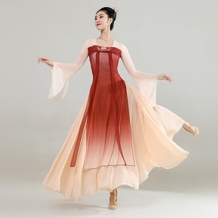 Chinese Classical Dance Clothing Women's Elegant Performance Practice Rhyme Long Performance Clothing Guarn Clothes Classical Dance Clothing