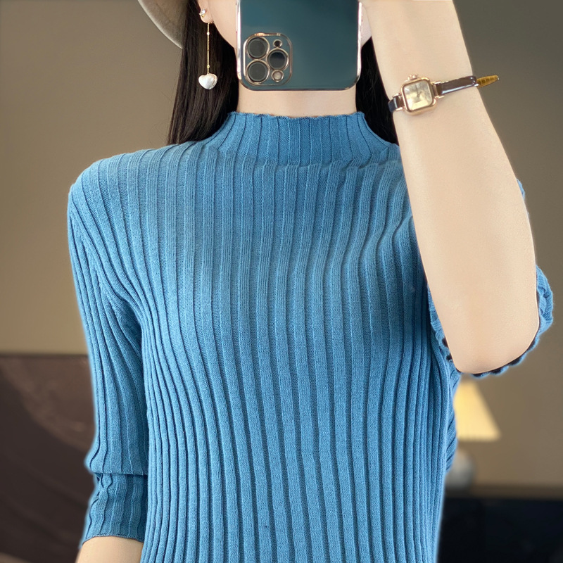 Striped Self-Tie Sweater 25 New Styles for Spring and Autumn, Knitted Base Layer for Women, Slim Fit, 100% Pure Cotton, Wholesale for Women