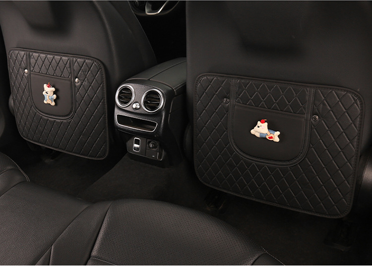 Car Seat Back Anti-Kick Pad Car Seat Back Pad Anti-Dirty Pad with Storage Bag Children's Rear Anti-Kick Pad