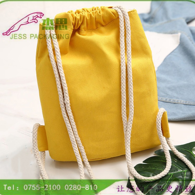 设计新款帆布文艺抽绳双肩包大容量背包书包束口袋量大从优