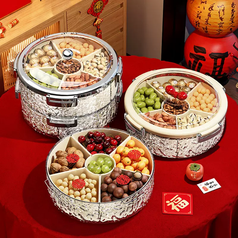 新年果盘高颜值2025新款多层分格客厅茶几家用水果零食干果收纳盒