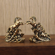 纯黄铜万马奔腾生肖马书房桌面摆件装饰品万马奔腾茶桌茶宠小摆件