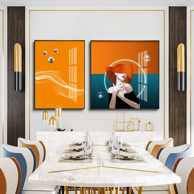 晶瓷画餐厅装饰画两联现代简约水果抽象艺术客厅沙发背景墙挂画|ms