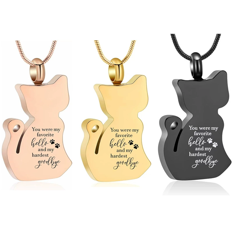 Горячая распродажа: кулон-урна с открывающимся механизмом для праха питомца, с рисунком кошки, в память о любимом питомце.