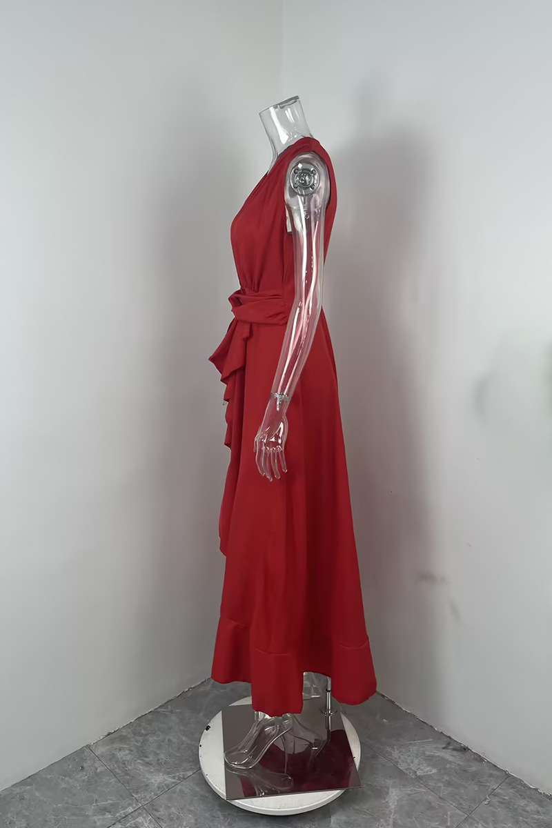 2026 New Model Cross-Border Foreign Trade Elegant Commuting High-Waisted Slim-Fit Solid Color Dress_ecoleips.com