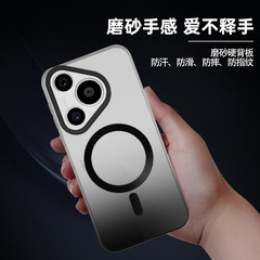 適用P70藍光漸變半透保護套P70Ultra磨砂磁吸防摔華為手機殼