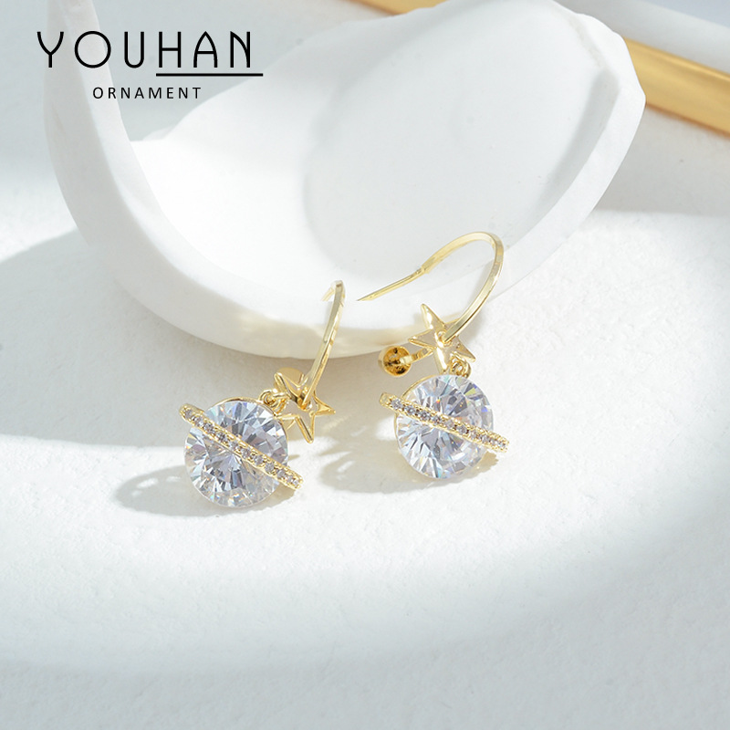 2023 nuevos pendientes planetarios altos para mujeres S925 pendientes de aguja de plata estrellas sensación de alta calidad exquisita ligera joyas de auriculares de lujo moda