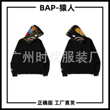 BAP*猿人鲨鱼加绒外套冬季新款字母重工刺绣男女款潮流卫衣三标齐
