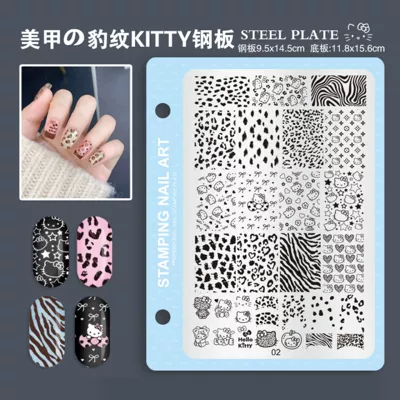 Popular Year of the Horse New Dırnaq bəzəkləri - 02-leopard-print-kitty-steel-plate-perforated-back-panel