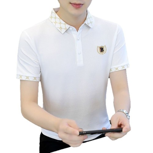 Retro Polo Shirt for Men - 2025 Summer Plain Color Collared Casual Half-Sleeve Shirt Top Trendy Short-Sleeve T-Shirt