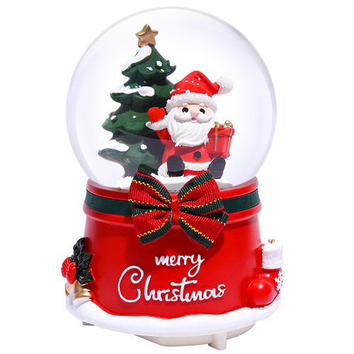 Christmas crystal ball music box ornaments music box old man snowman rotating snow children Christmas gift 030