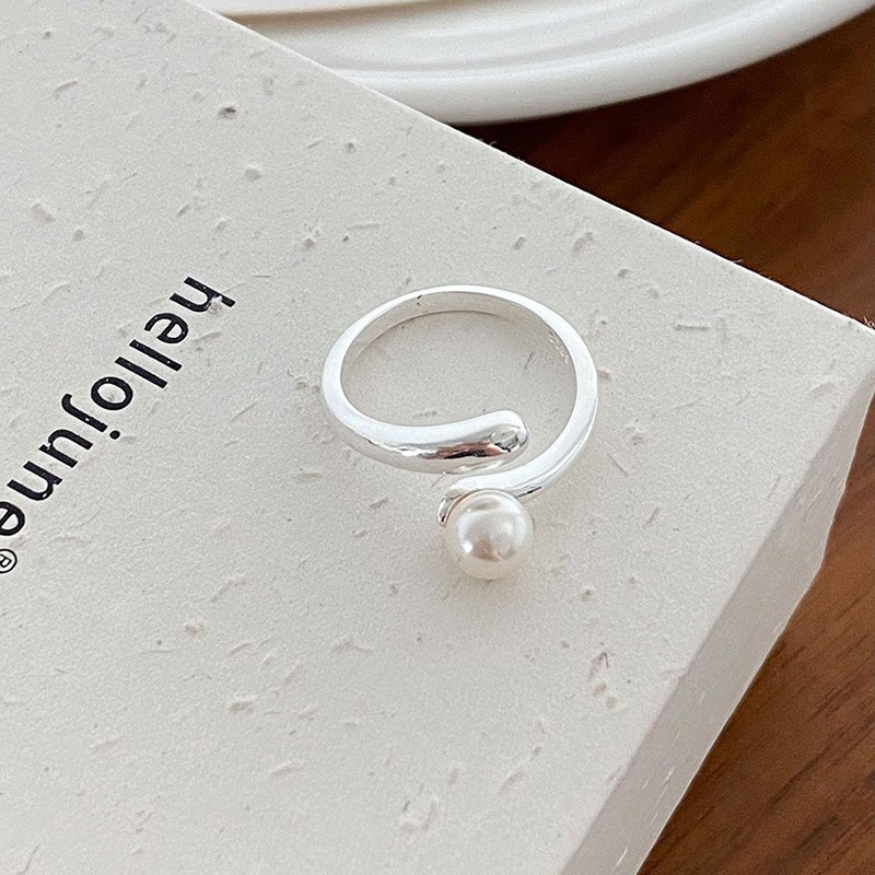 Franse kruisvormige parelmoer ring voor dames, minimalistische mode, uniek en eenvoudig, veelzijdig niche design. Open ring_voghion.com
