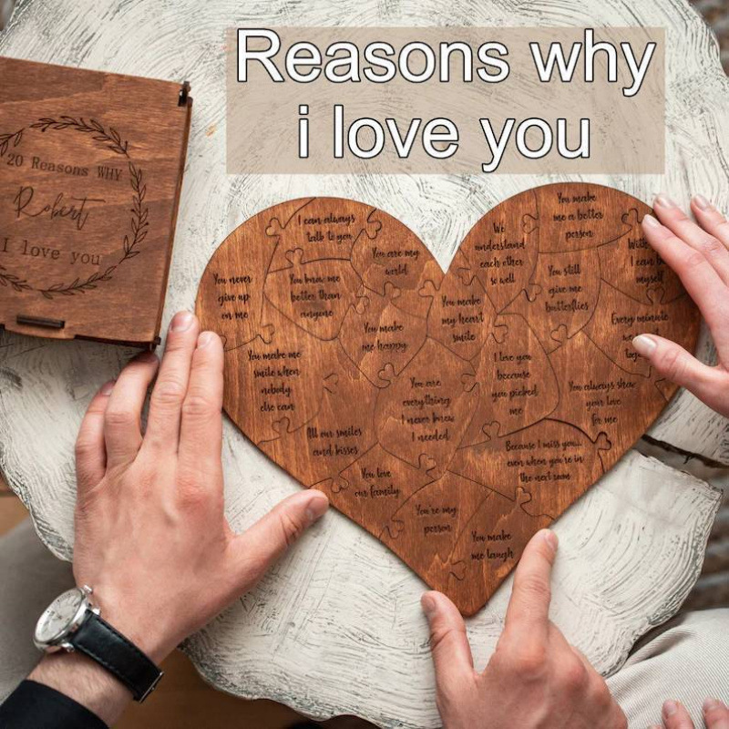 Cross-Border Valentine's Day Love Puzzle Anniversary Gift Wooden 0 Reasons to Love You Puzzle Adult Gift