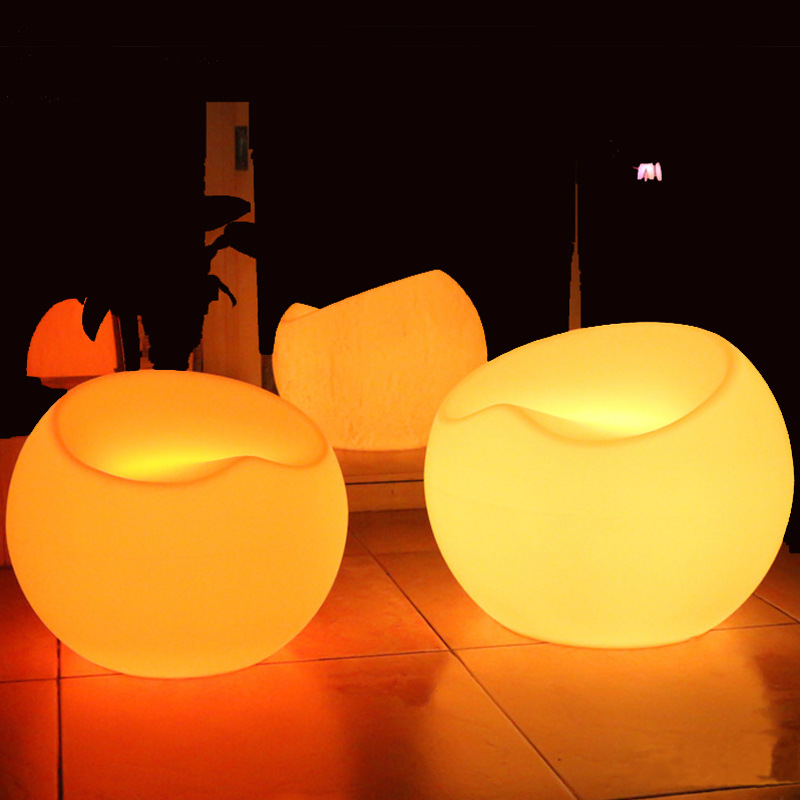 LED发光苹果凳 酒吧七彩创意家具组合桌椅商场展会装饰休闲发光凳