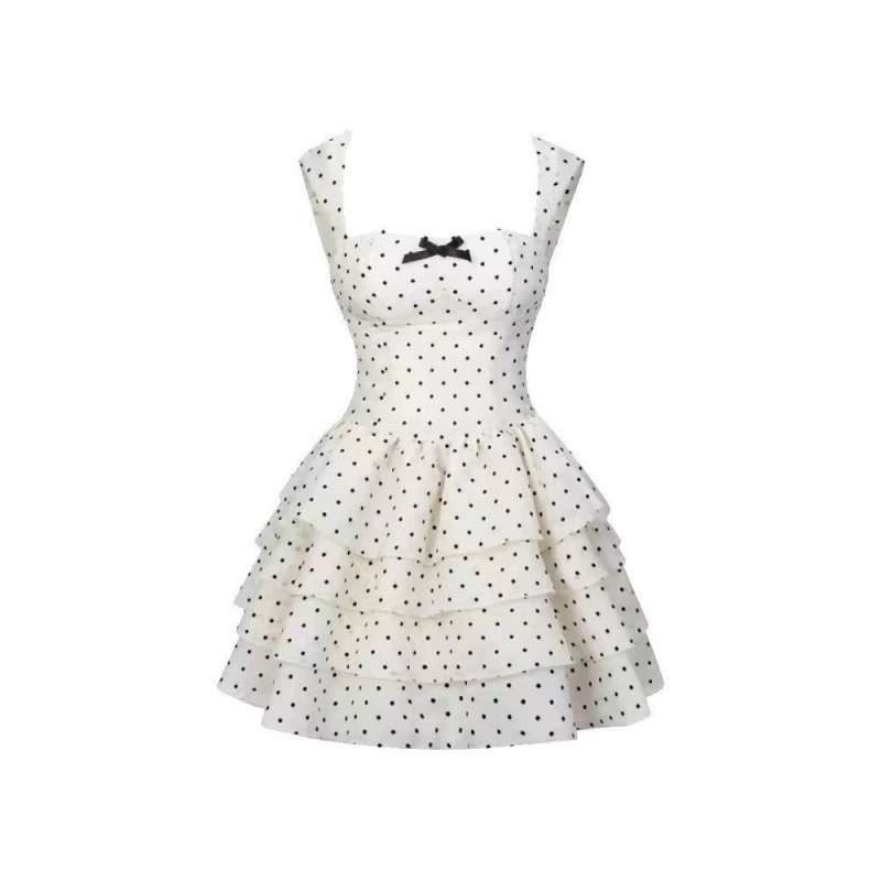 Милый стильный женский костюм на подтяжках в горошек, тонкий солнечный кардиган, юбка-тортик, короткая юбка феи