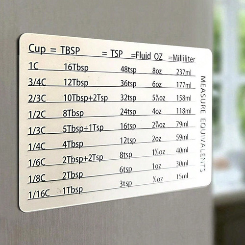 Cross-border magnetic refrigerator sticker with magnetic scale plate baking unit comparison table measuring cup measuring spoon accessories manufacturer now