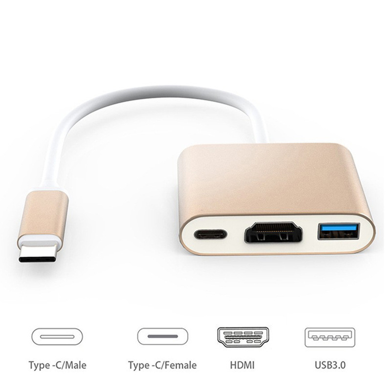 Cross-border TYPE-C to HDMI three-in-one 4K to adapter converter TYPE-C to HDMI USB high-definition line extension