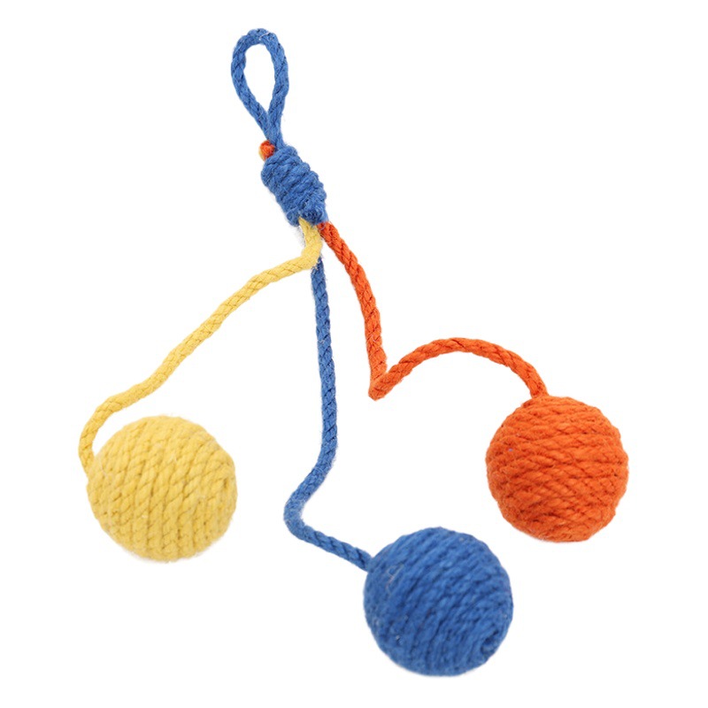 Juguete colgante gato auto-Hola alivio sofocante sisal bola gatito divertido gato palo mordedura resistente gato bola suministros