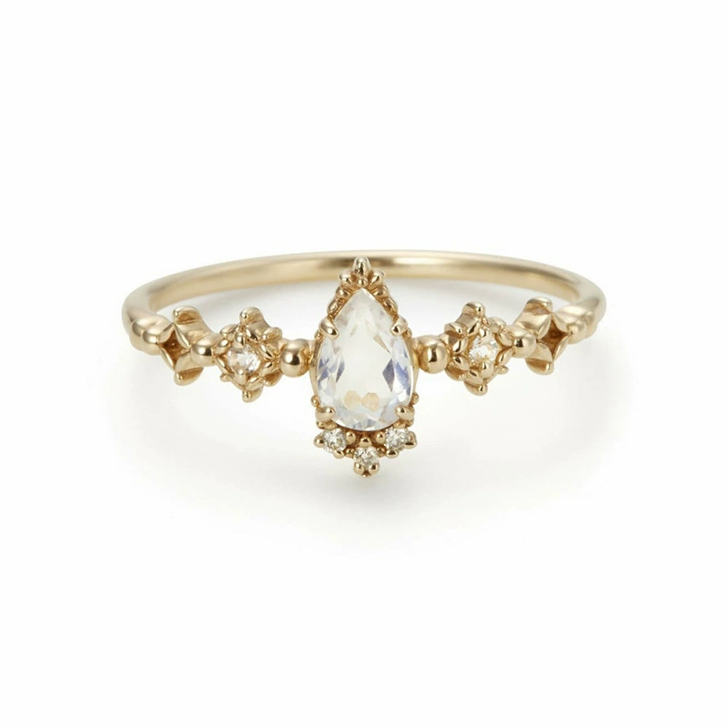 Fashionable sophisticated universal ring, moonstone, high-quality style