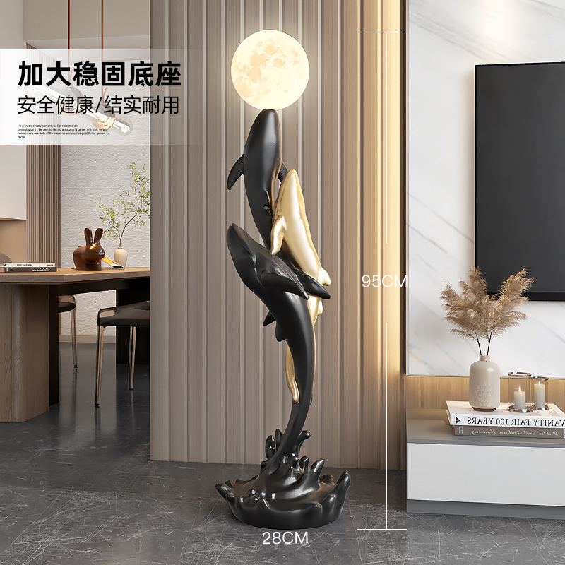 Art de escultura de ballenas de lujo ligero gran lámpara de piso artesanía decoración para el hogar decoración sala de estar TV gabinete junto al sofá
