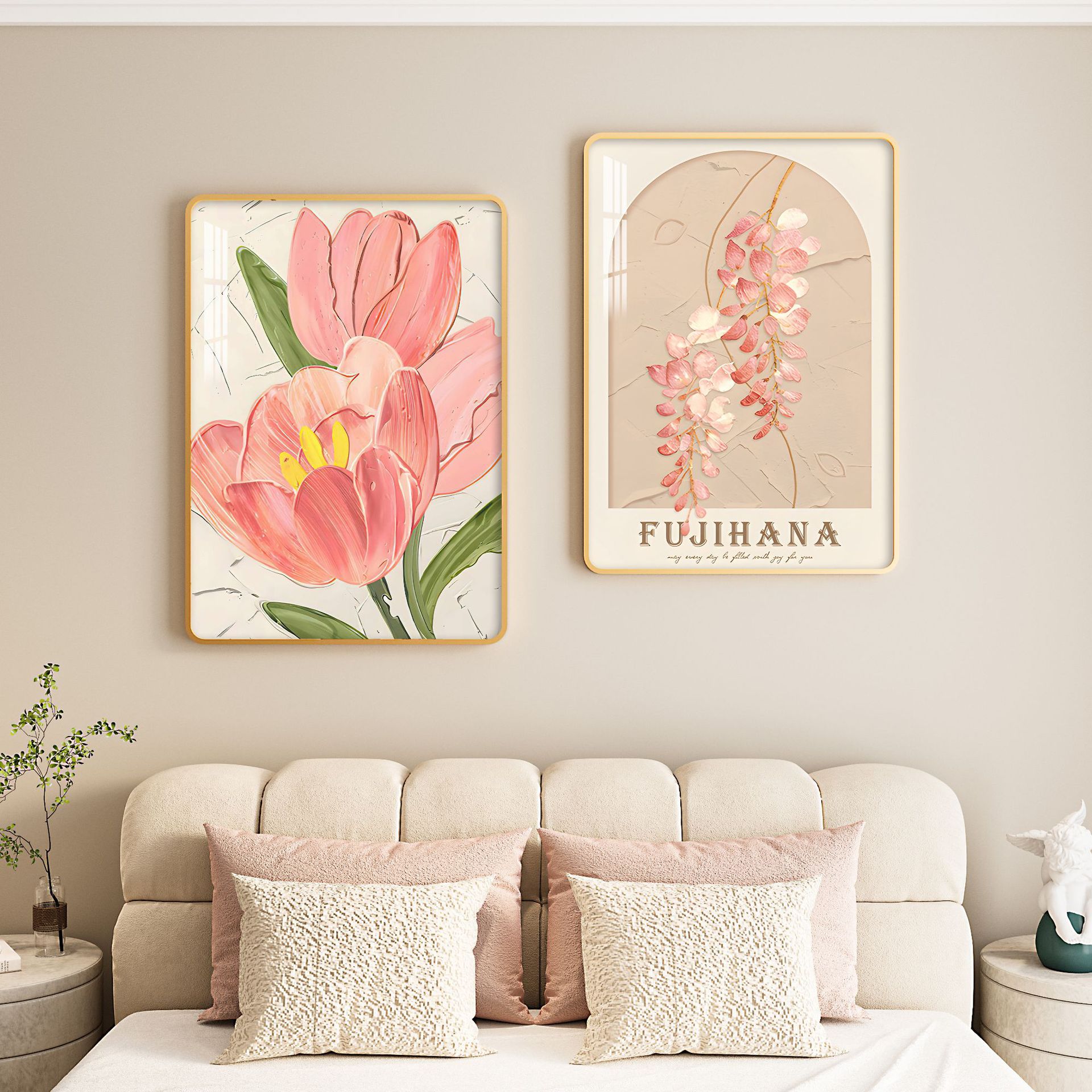 Modern Minimalist Aluminum Crystal Ceramic Painting Modern Restaurant Living Room Bedroom Decor Background Frame Photo Wall Set
