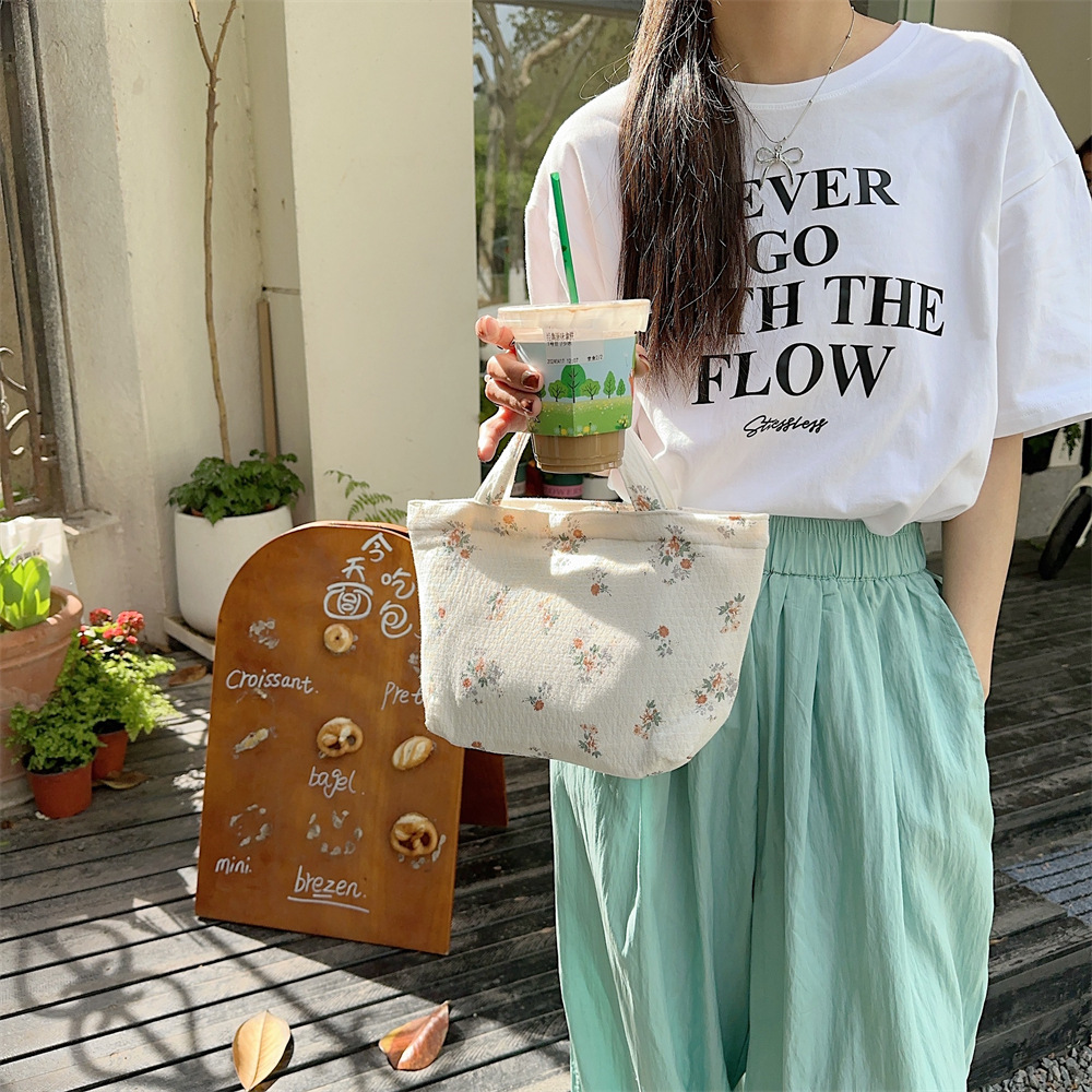 Spring Edition 44121 Canvas Bag, pure cotton floral canvas bag, tote bag, single-shoulder handbag, niche hand-held bag undefined