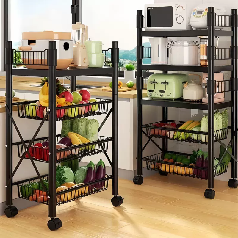 厨房置物架落地多功能微波炉锅具多层烤箱蔬菜水果篮子收纳储物架