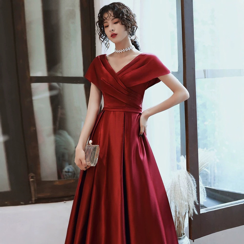Bride's Toast Dress in Wine Red for Petite Women, Plus Size, Maternity, Tummy-Covering, Wedding and Engagement Dress, Evening Gown for Women, Party Dress Bride's Toast Dress in Wine Red for Petite Women, Plus Size, Maternity, Tummy-Covering, Wedding and Engagement Dress, Evening Gown for Women, Party Dress
