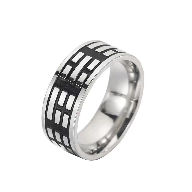 10g Weight Rings Classification 1 Piece Quantity Holiday, Banquet, Selfie Occasion 304 Stainless Steel Material Geometric, Waves Pattern All Seasons Season Unisex Gender Retro Style Retro Geometric Waves 304 Stainless Steel Unisex Rings Men Band Rings 3