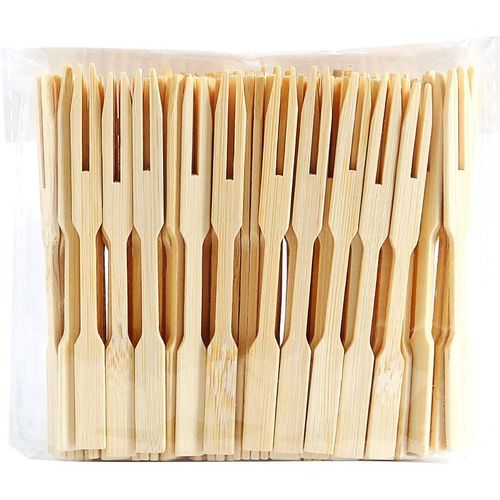 Wholesale disposable bamboo fruit plate fork household cake dessert small fork children independent bamboo skewers commercial