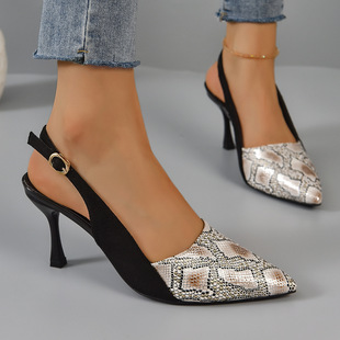 High Heels for Women 2023 New Versatile Shallow Pointed Toe Stiletto Sandals Elegant Fashion Shoes Street Trend